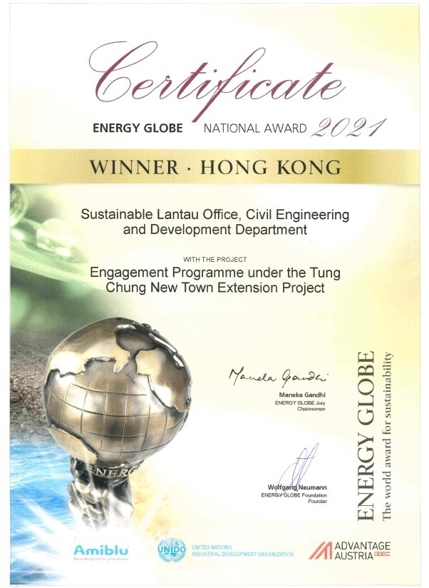 National Award (Winner of Hong Kong) in the Energy Globe Award 2021